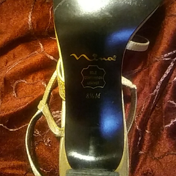 Nina Gold Sparkle Strappy Heels - Picture 4 of 5